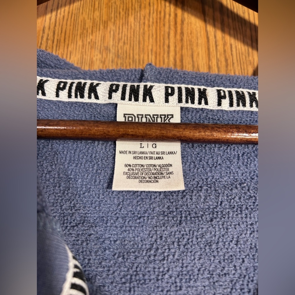 PINK Half Zip Striped Hooded Sweatshirt - Picture 3 of 5